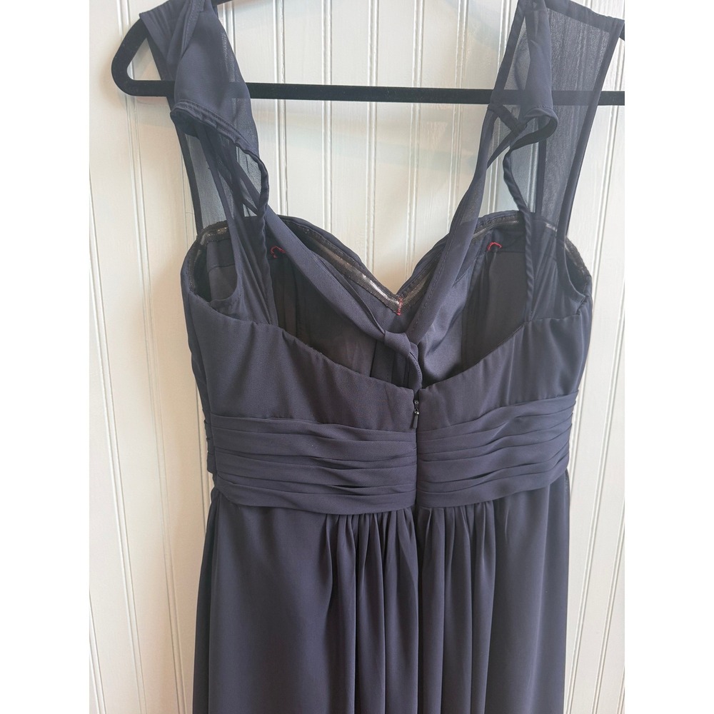 Bill Levkoff navy blue chiffon ruched bodice sweetheart neckline bridesmaid prom - Picture 2 of 4